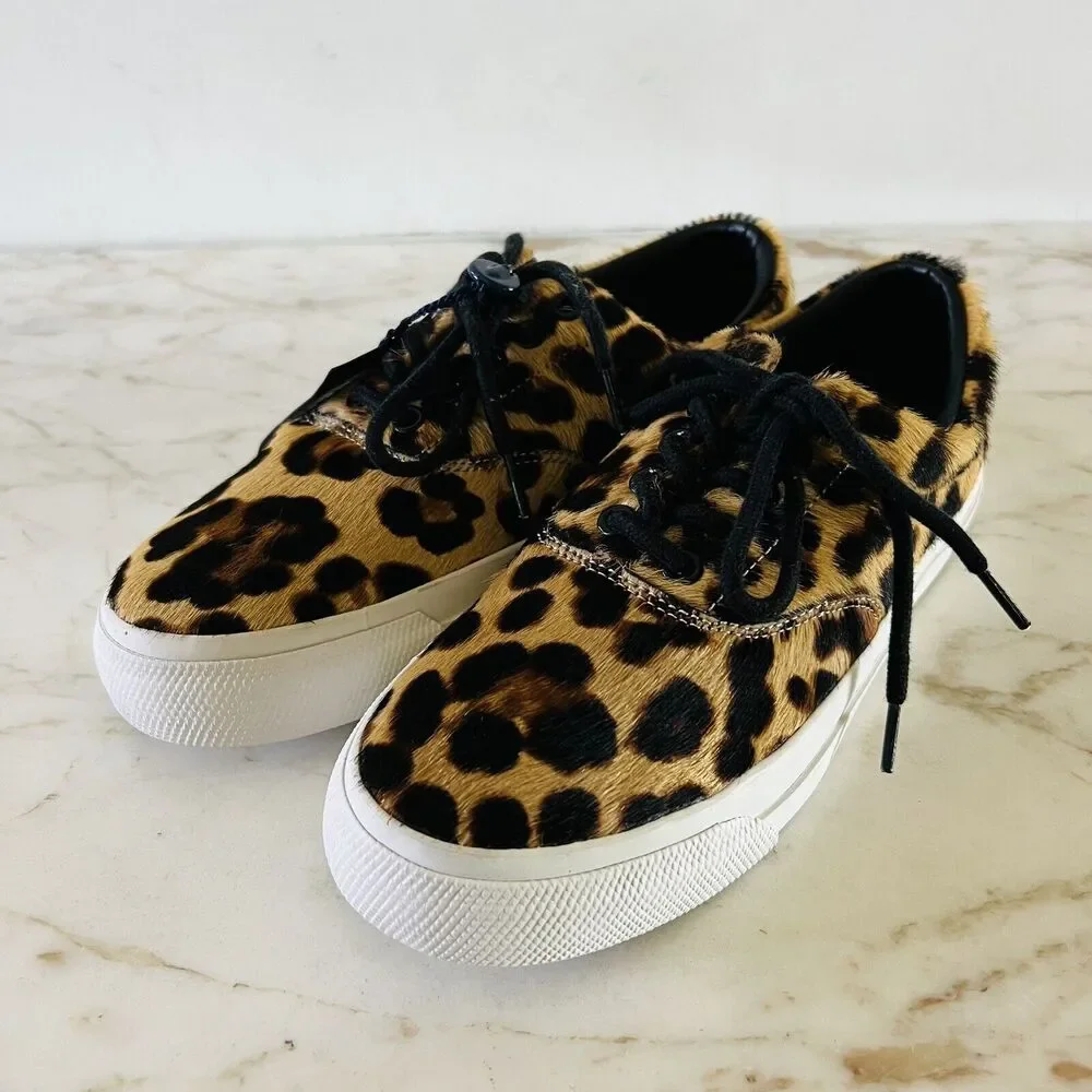 POLO RALPH LAUREN Bryn Brown Black Leopard Leather Sneakers - US 7.5